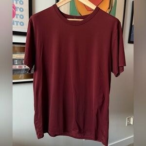 Lululemon 5 Year Basic T Shirt S/S Cotton Stretch Deep Burgundy Large